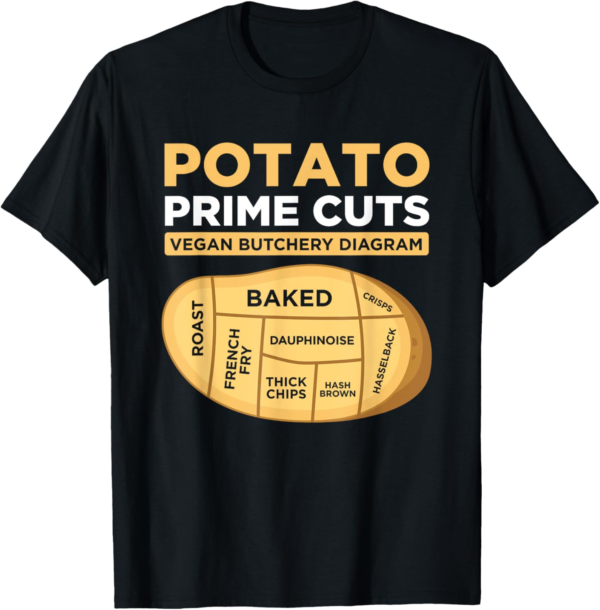 Funny Potato Prime Cuts Vegan Vegetarian Gift T-Shirt - Image 2